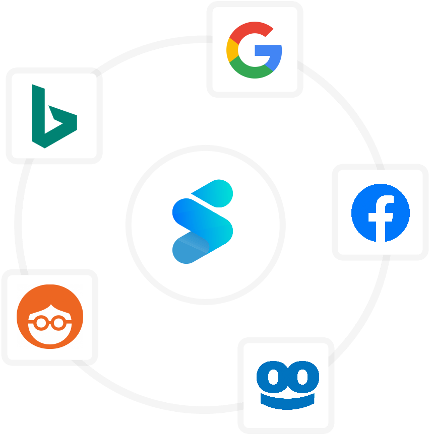 Software logos: Google Analytics, Facebook